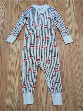 Hanna Andersson Toddler Organic Cotton Sleeper Stripes Hearts 18-24 Months 80